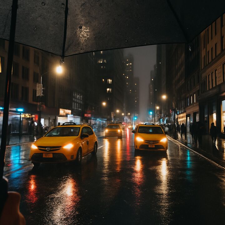 A rainy avenue in New York